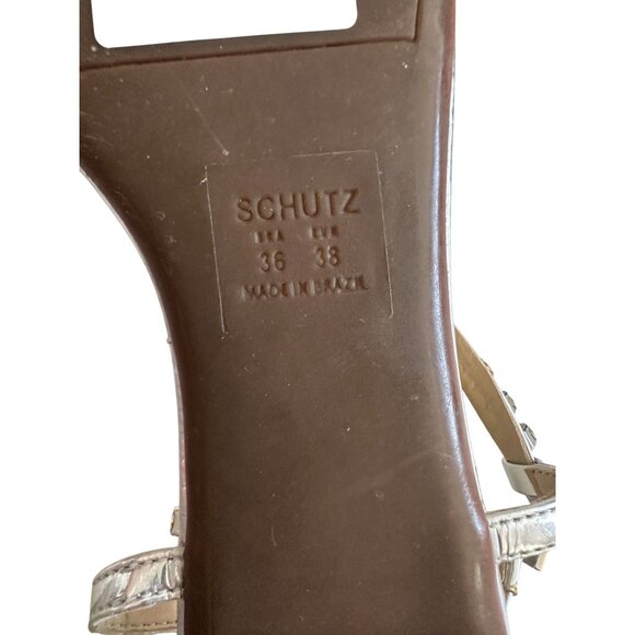 SCHUTZ Silver Rhinestone Thong Sandals Size 38 / US 8 - Picture 7 of 8